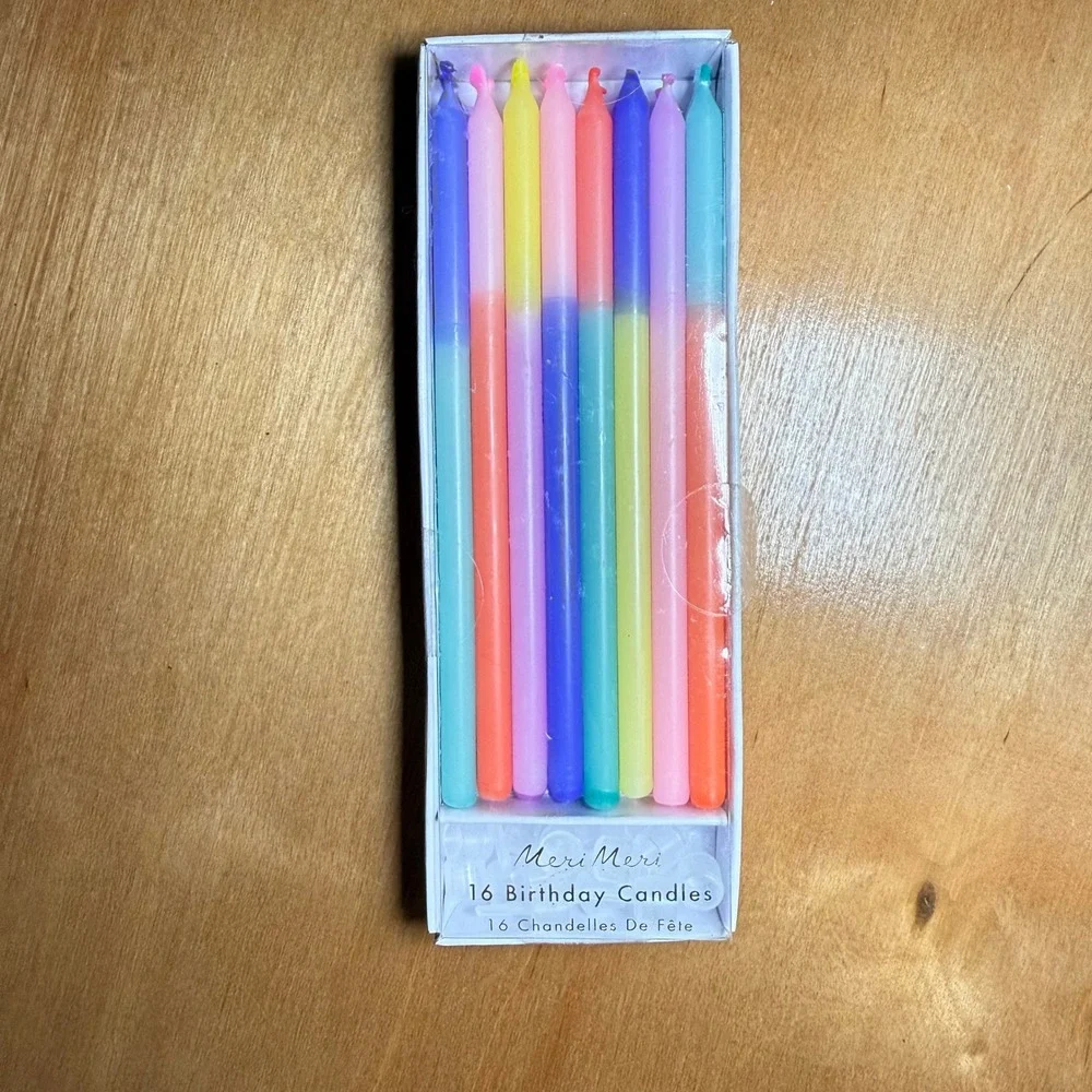 Meri Meri 16 Ombre Birthday‎ Candles Long Pastel Color Party Supplies Decor